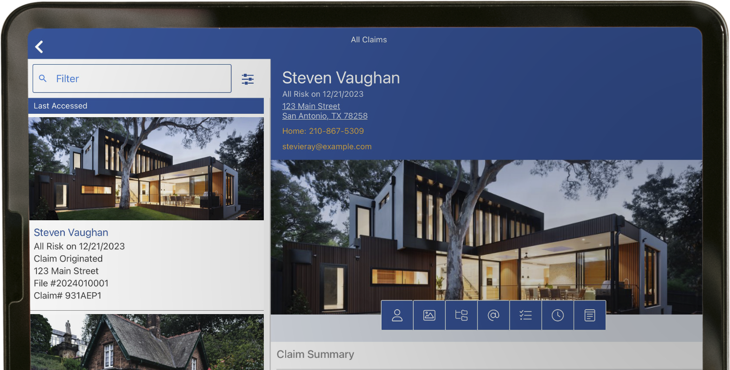 ClaimWizard iPad Interface